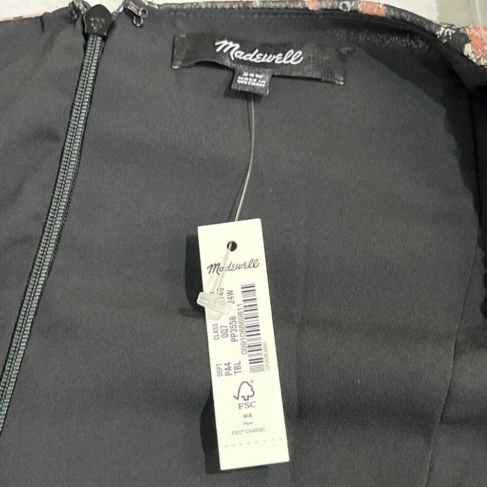 Madewell Plus 24W Amalia Tiered‎ Pampas Blooms Dress Metallic Black Floral NWT - Picture 8 of 10